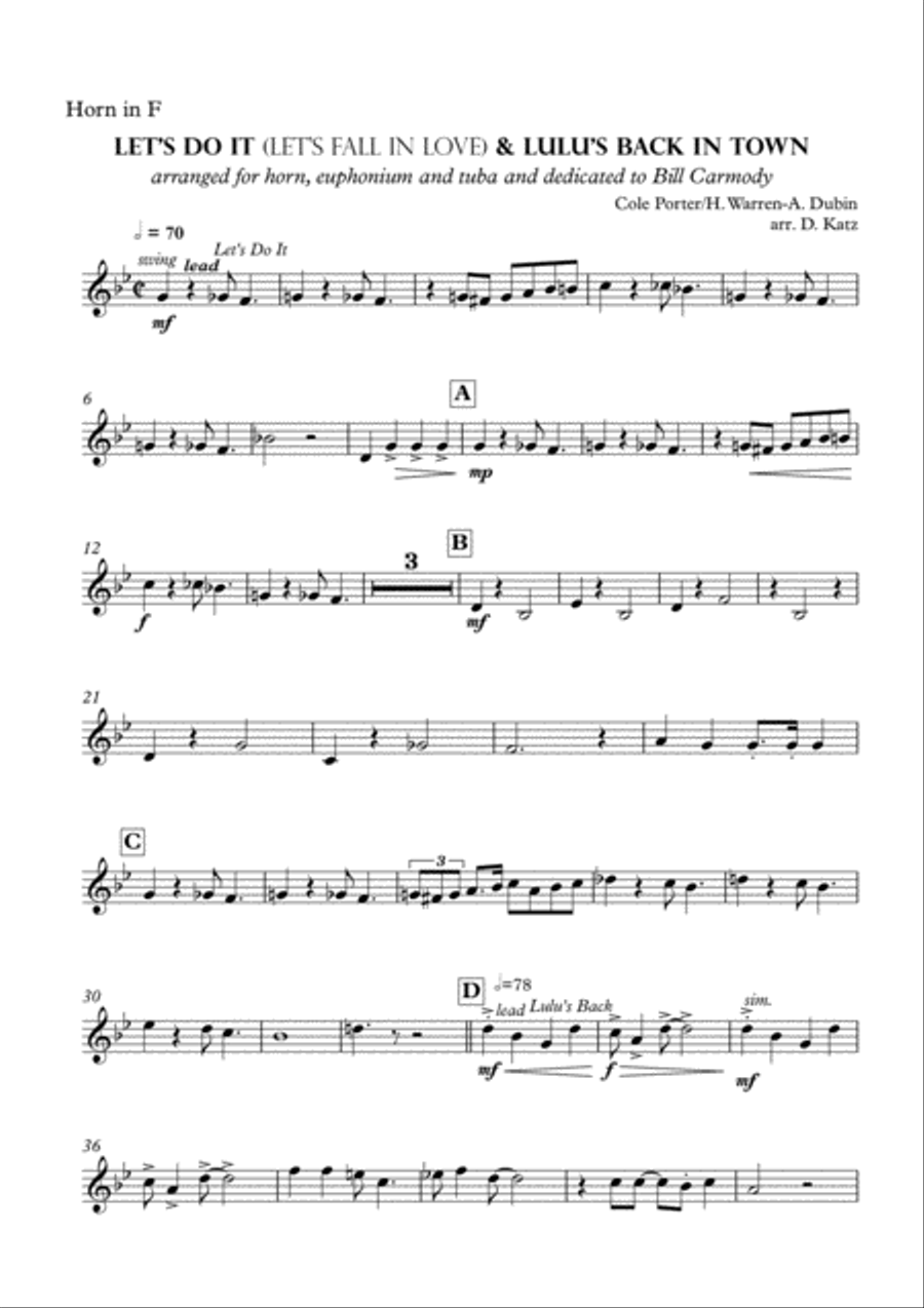 Let's Do It (Let's Fall in Love)/Lulu's Back in Town Medley Small Ensemble scores gallery preview page 5