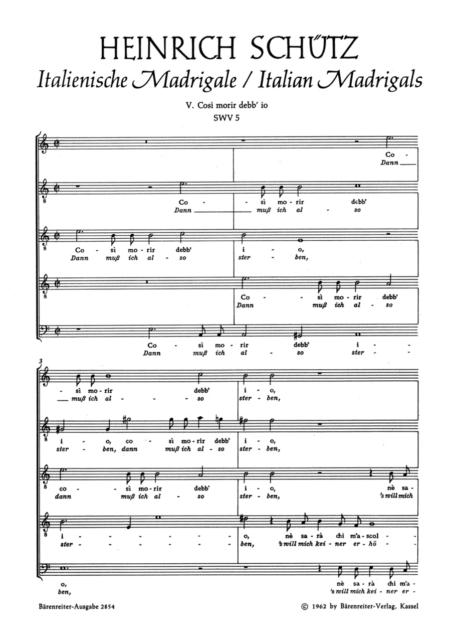 Cosi morir debbio - Dann muss ich also sterben SWV 5 SATTB scores gallery preview page 1