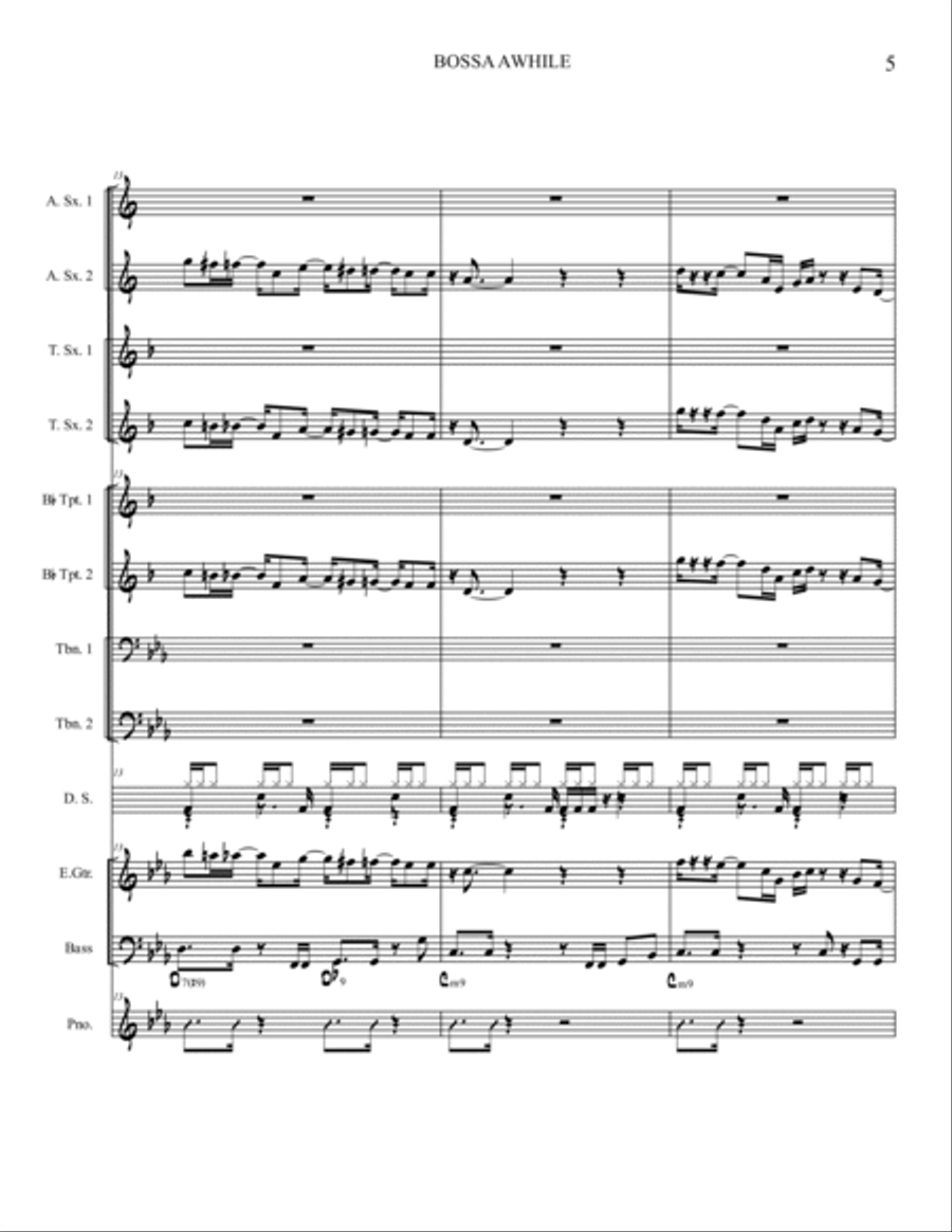 Bossa Awhile Jazz Ensemble scores gallery preview page 6