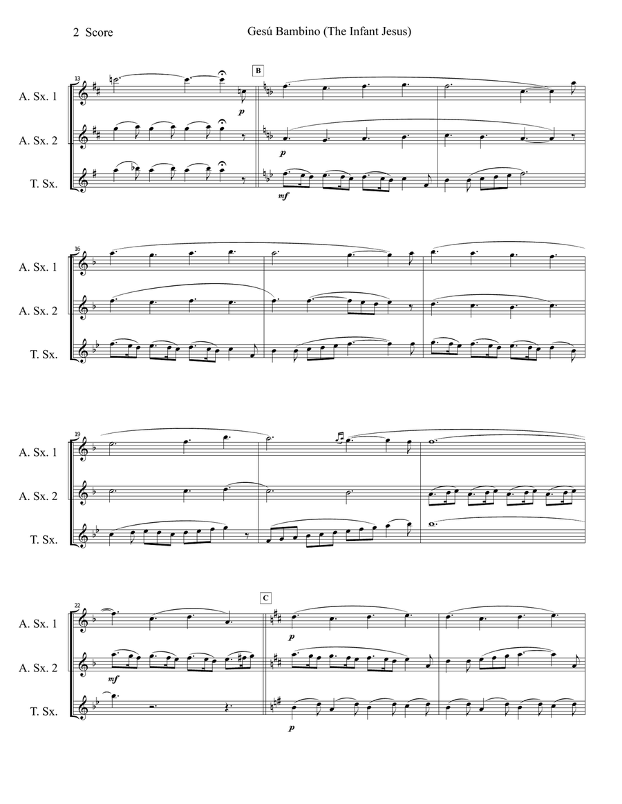 Gesu Bambino (Infant Jesus) for Saxophone Trio Woodwind Trio scores gallery preview page 3