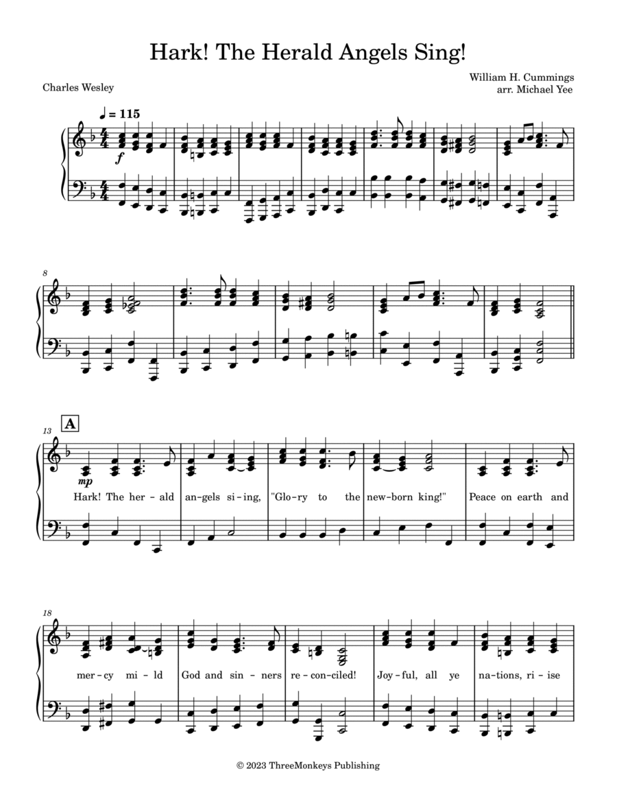 Hark! The Herald Angels Sing! Voice scores gallery preview page 1