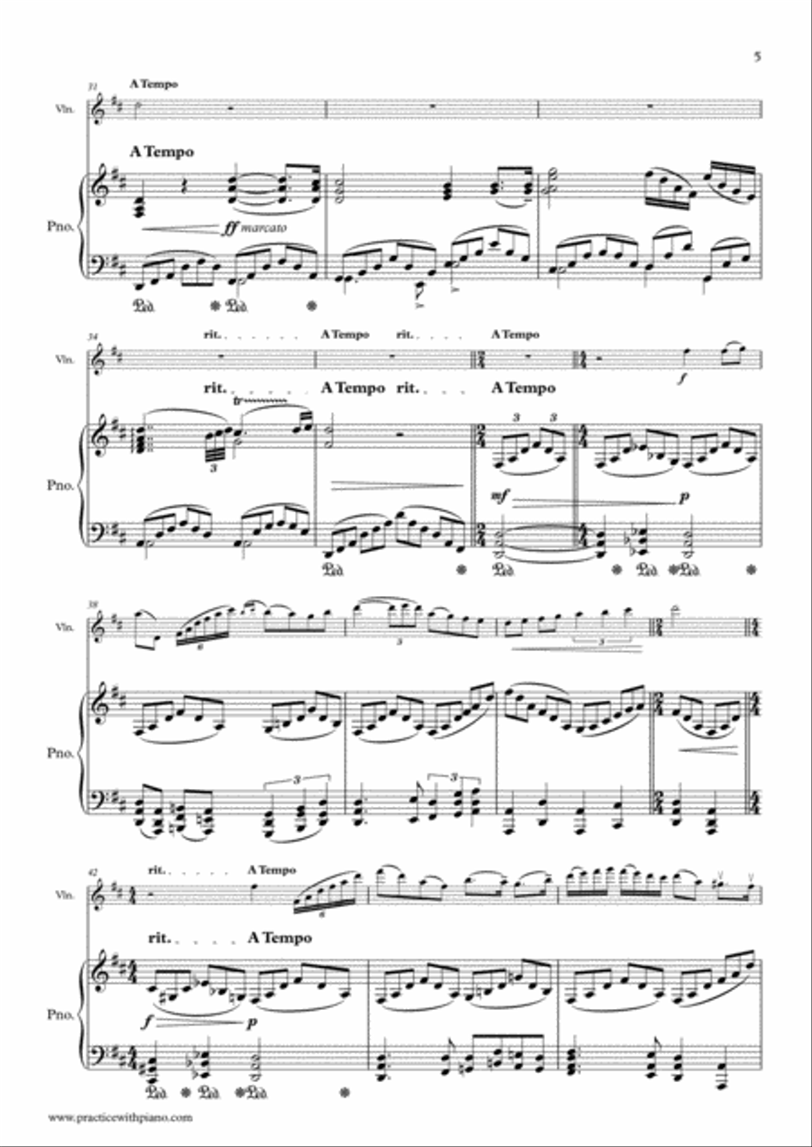 O HOLY NIGHT!, for violin and piano Violin Solo scores gallery preview page 5