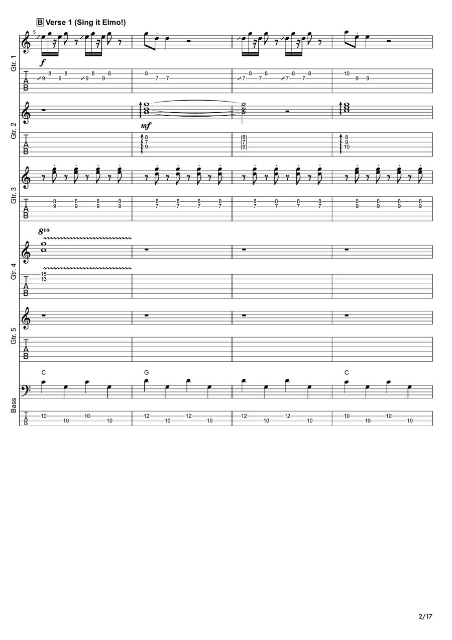 Elmo's Song Guitar Ensemble scores gallery preview page 2