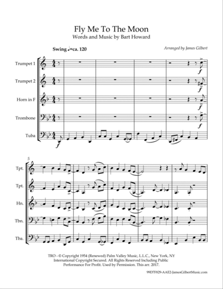 Fly Me To The Moon (in Other Words) Brass Ensemble scores gallery preview page 2