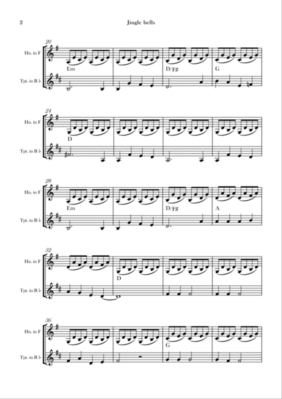 Jingle bells Brass Duet scores gallery preview page 2