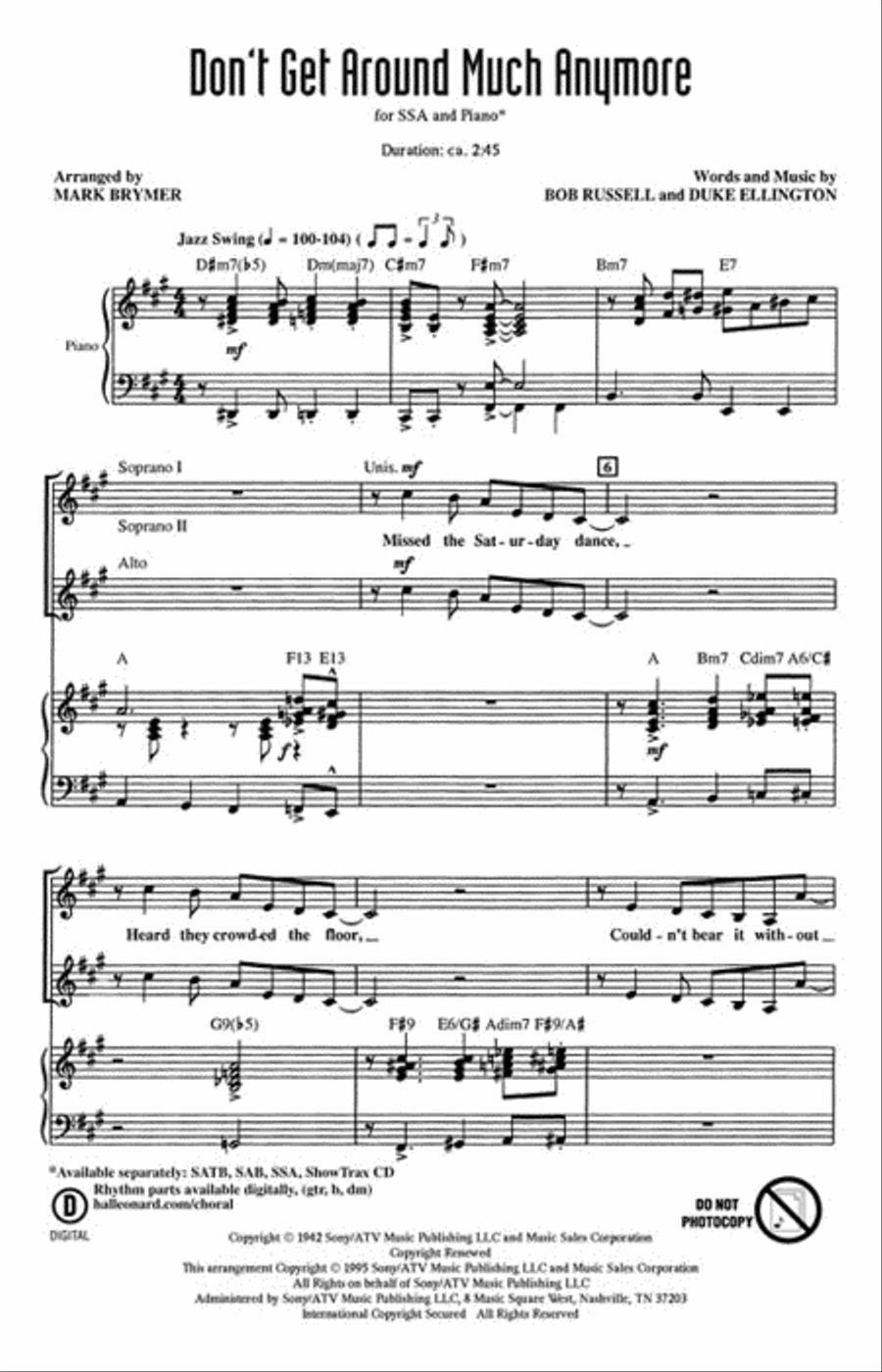 Don't Get Around Much Anymore Women's Choir scores gallery preview page 2