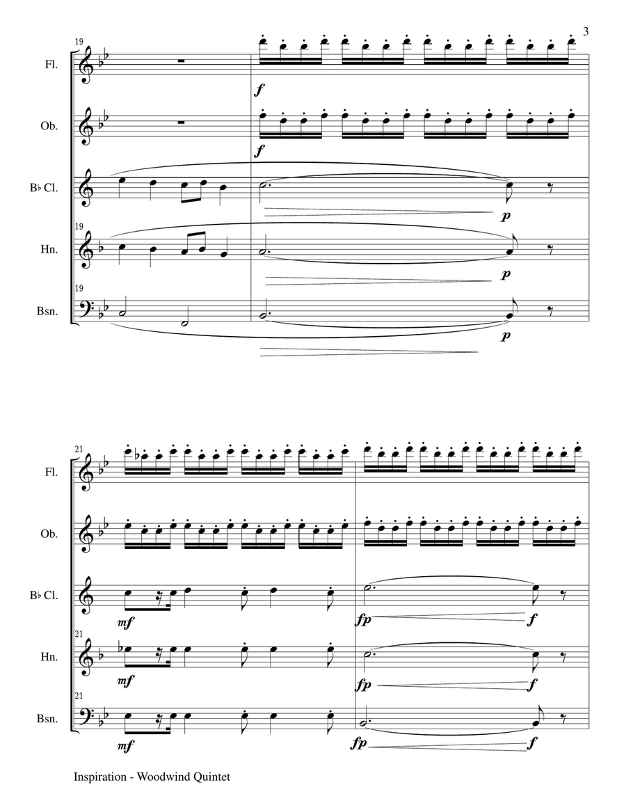 INSPIRATION (Woodwind Quintet Score and Parts) Woodwind Quintet scores gallery preview page 3