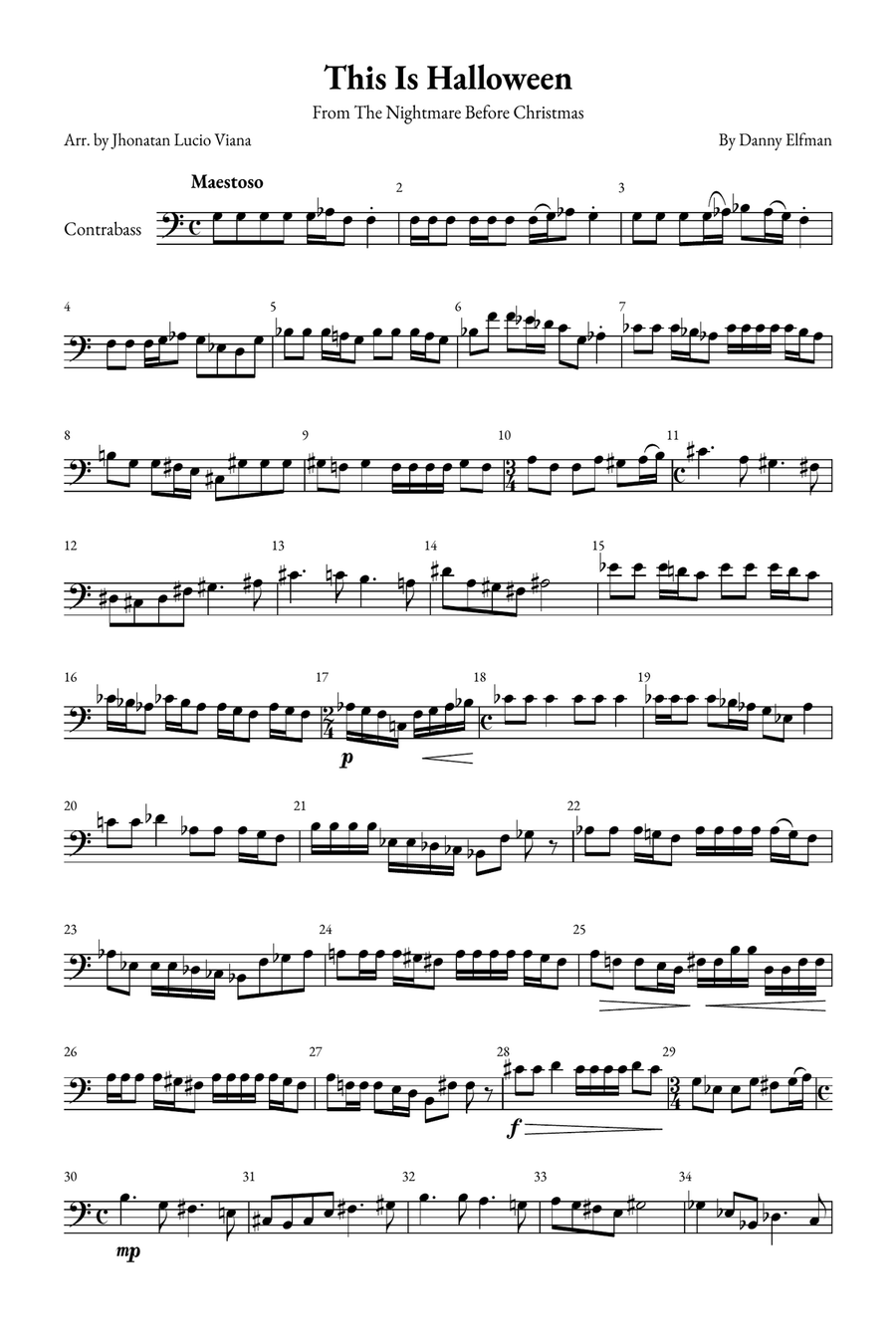 This Is Halloween Double Bass scores gallery preview page 1