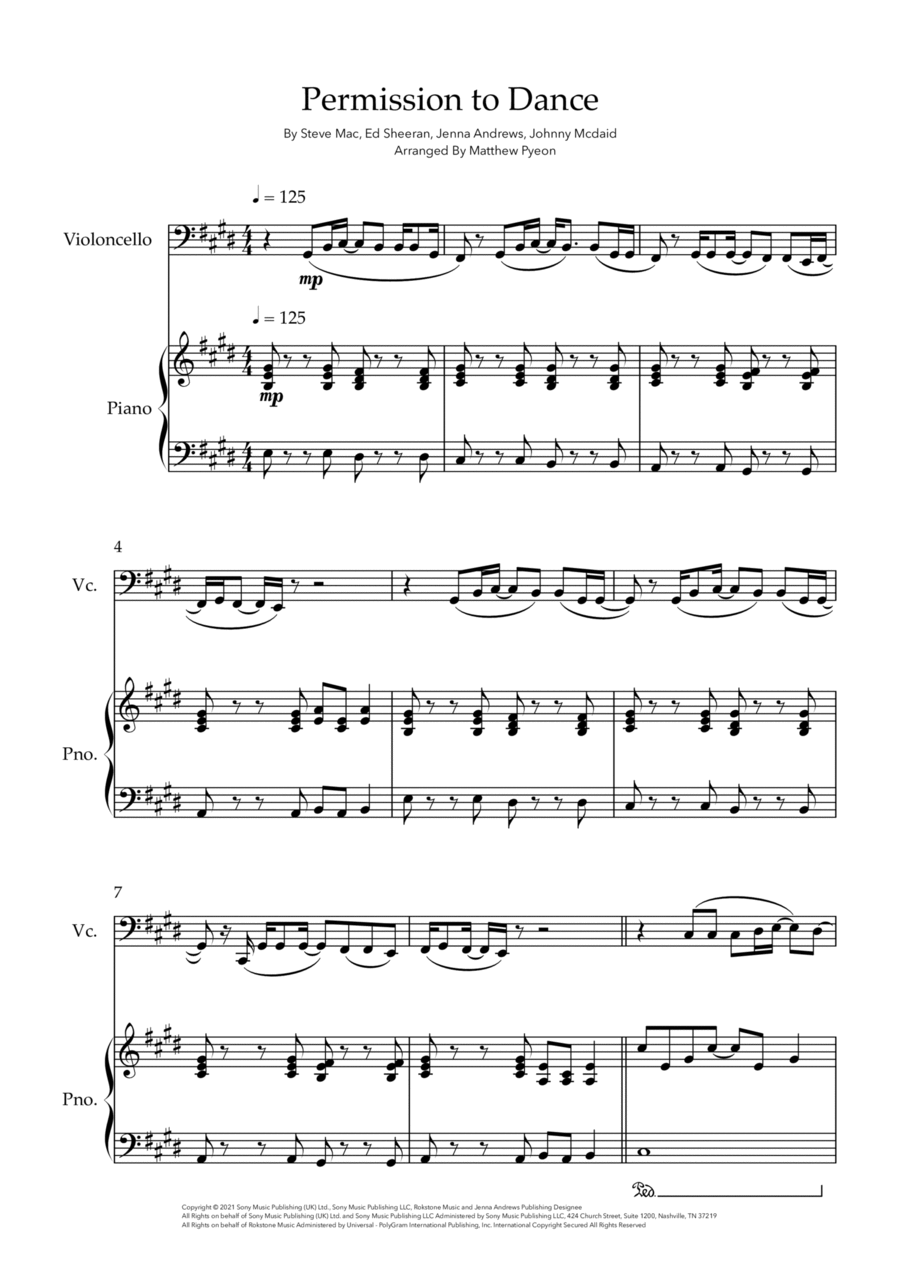 Permission To Dance Piano scores gallery preview page 1