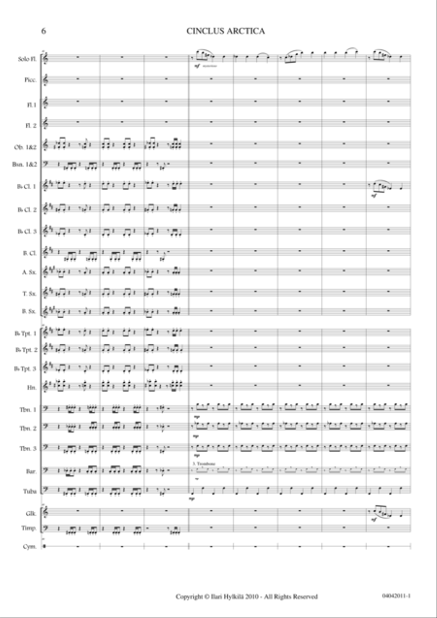 Cinclus Arctica (for Solo Flute and Concert Band) Concert Band scores gallery preview page 6