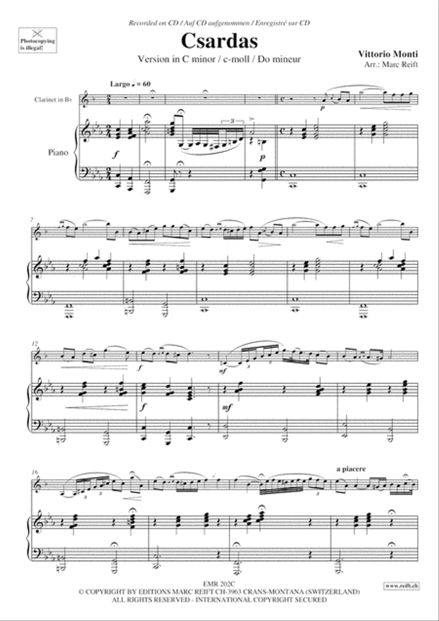 Csardas Clarinet Solo scores gallery preview page 4