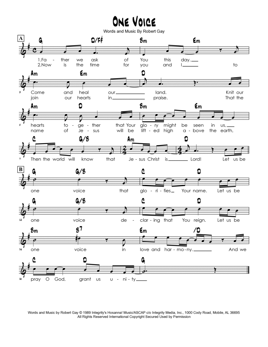 One Voice Voice scores gallery preview page 1