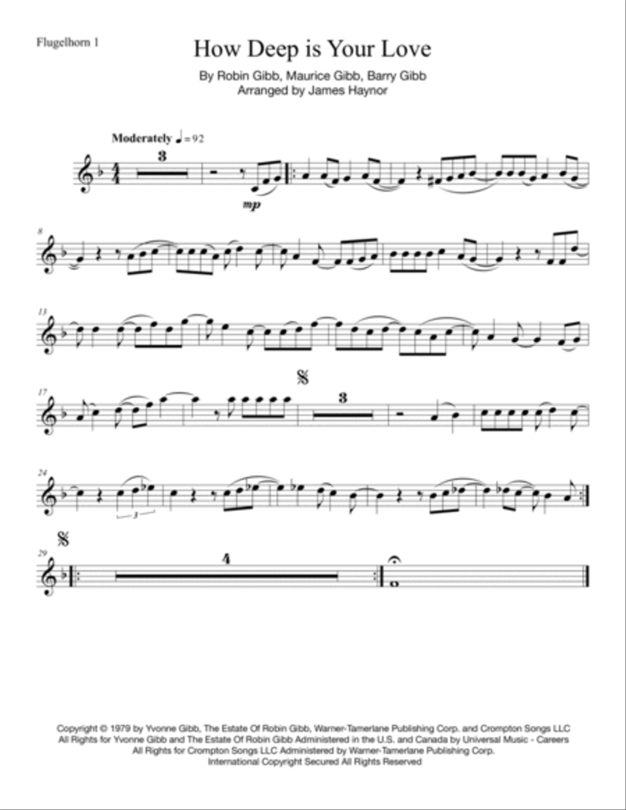 How Deep Is Your Love Brass Ensemble scores gallery preview page 5