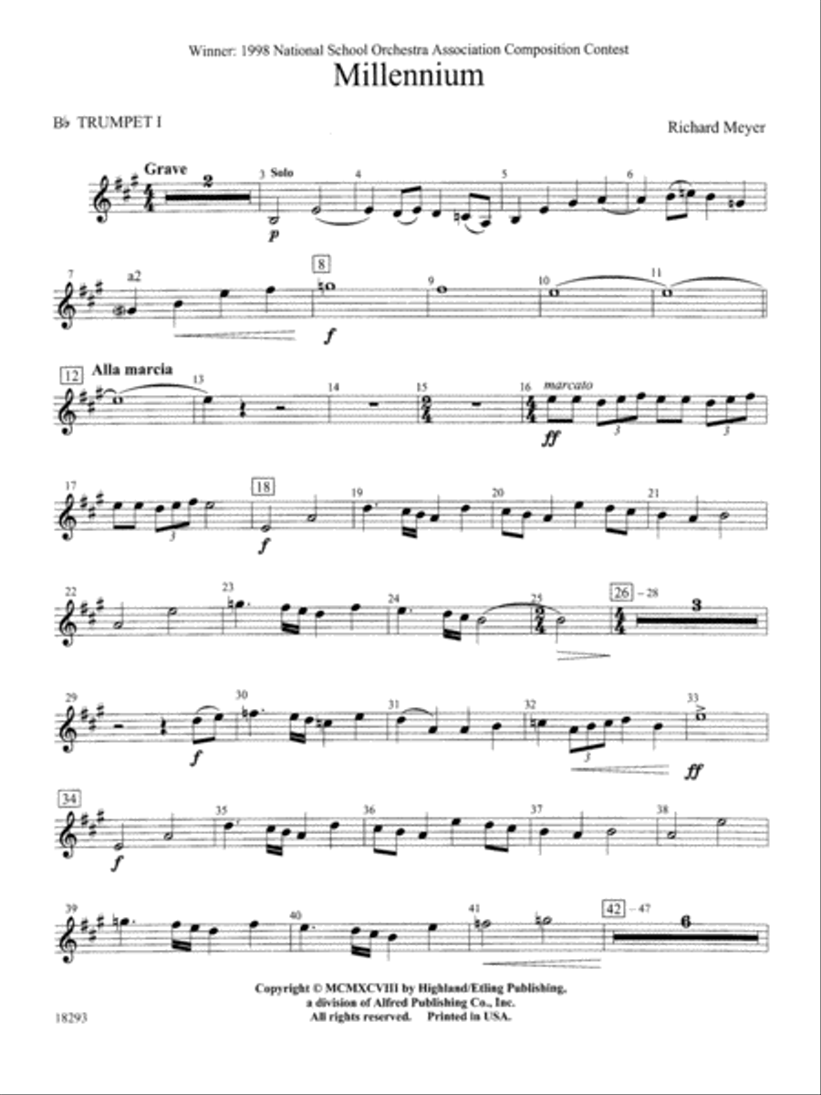 Millennium: 1st B-flat Trumpet Full Orchestra scores gallery preview page 1