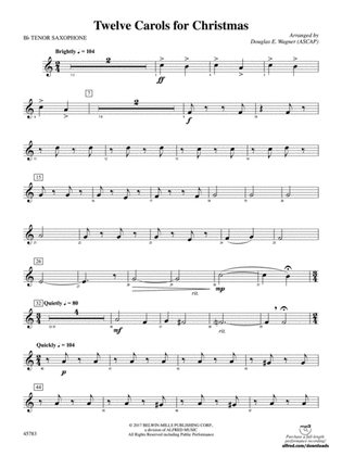 Twelve Carols for Christmas: B-flat Tenor Saxophone