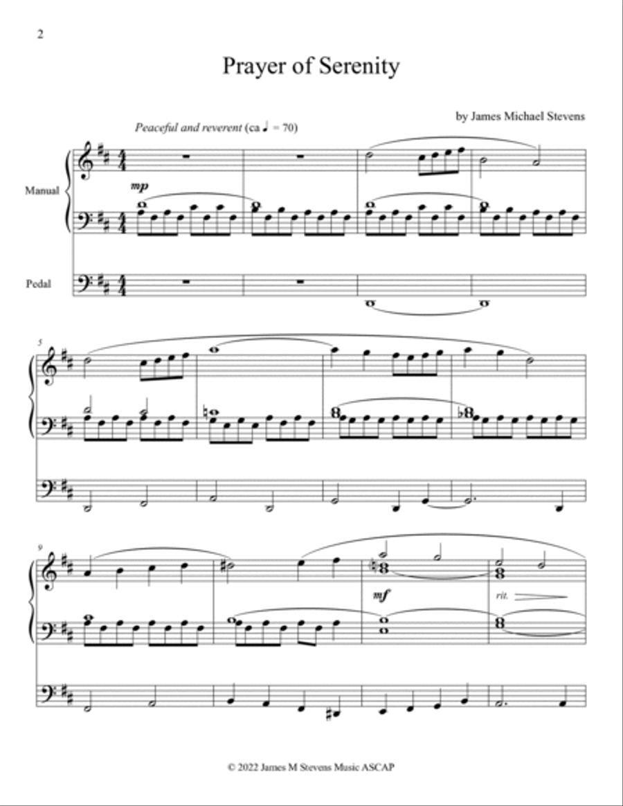 Prayer of Serenity - Organ Solo Organ Solo scores gallery preview page 2