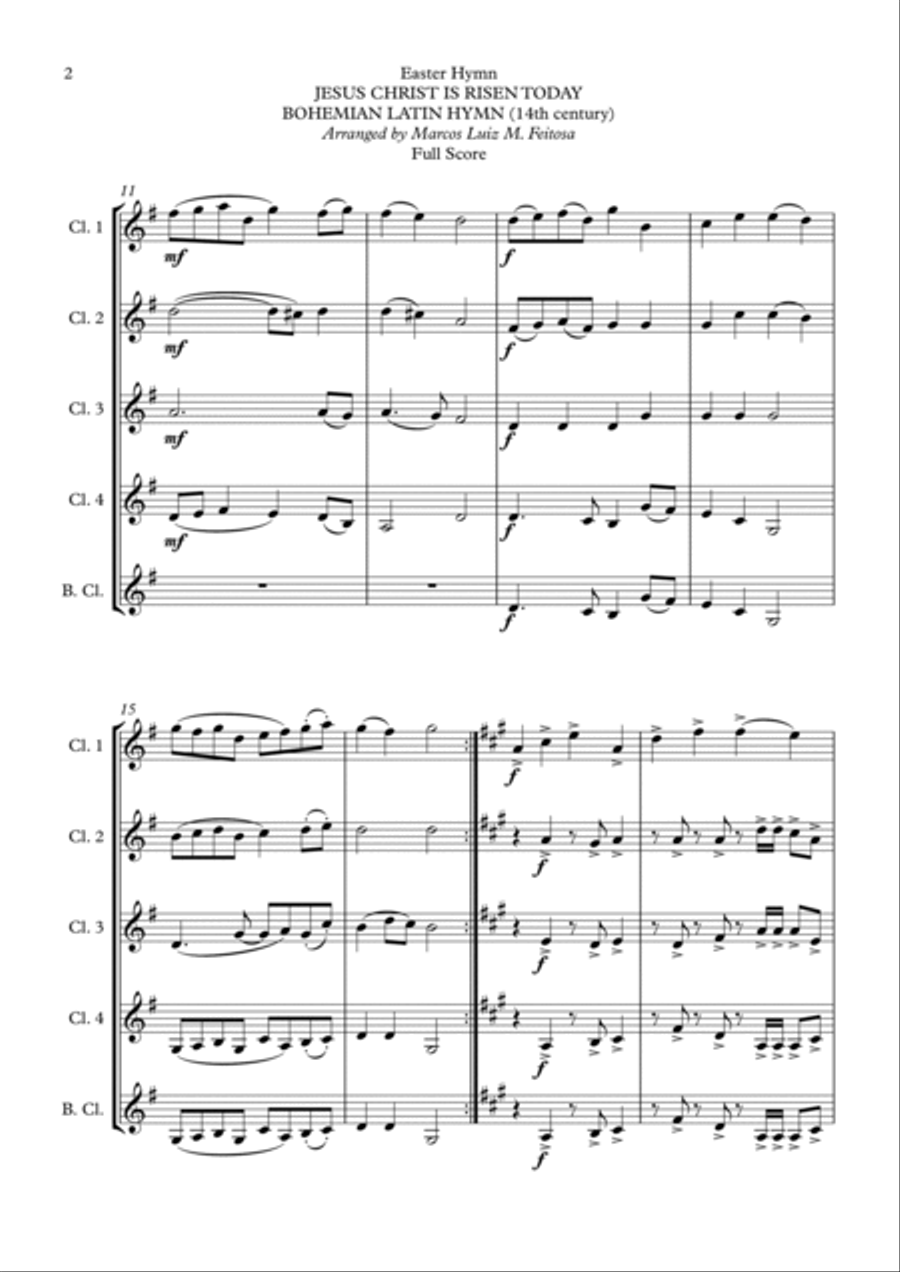 Easter Hymn (Jesus Christ is Risen Today) - Clarinet Quintet Clarinet Quintet scores gallery preview page 4