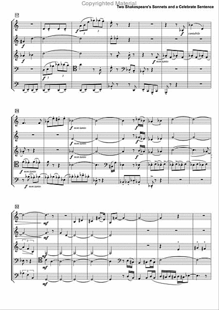 Two Shakespearean Sonnets and a Celebrated Sentence for Brass Quintet Brass Quintet scores gallery preview page 8