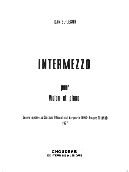 Intermezzo For Violin and Piano