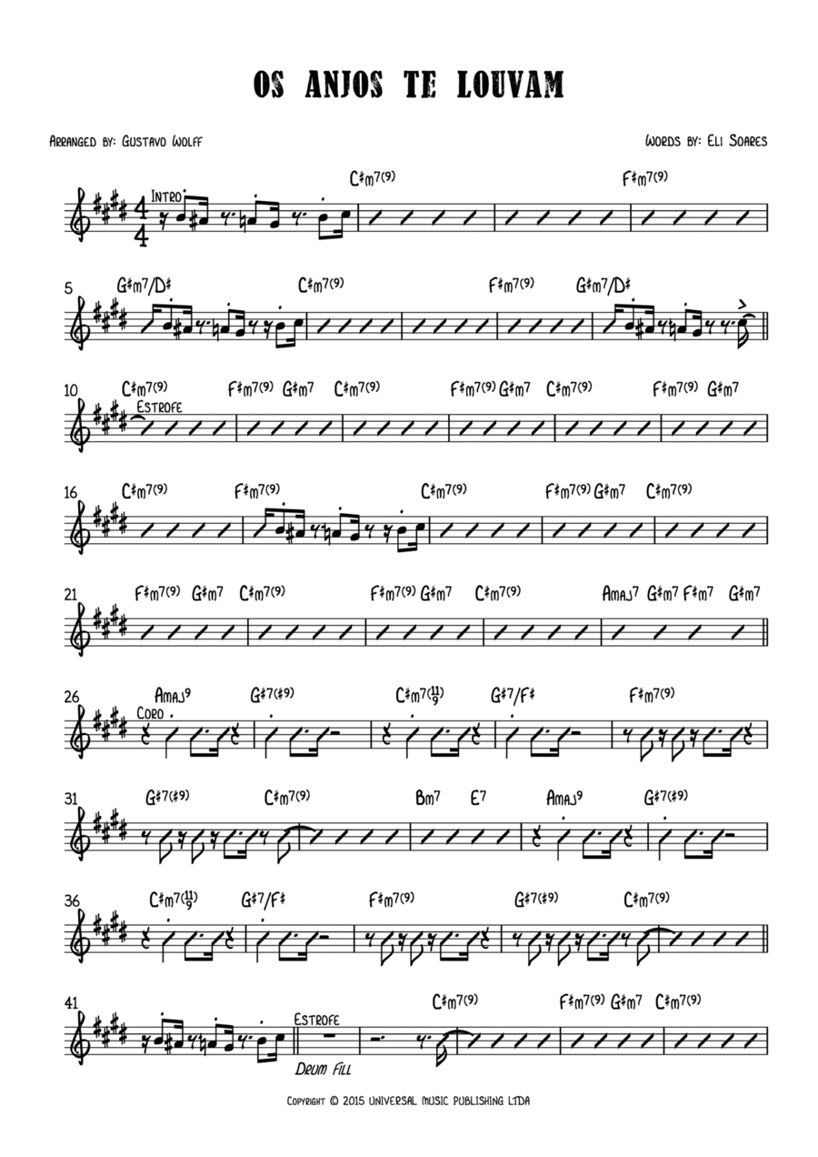 Os Anjos Te Louvam Guitar scores gallery preview page 1