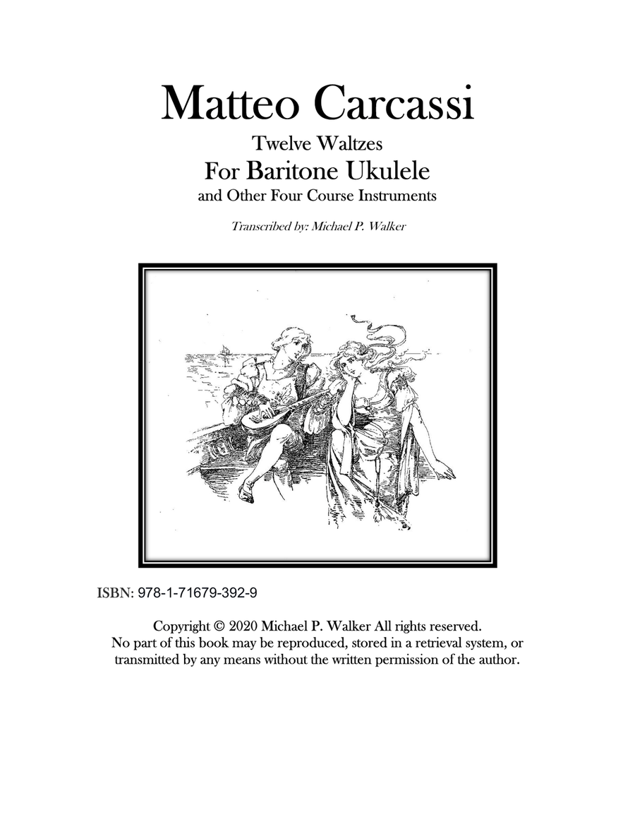 Matteo Carcassi Twelve Waltzes For Baritone Ukulele and Other Four Course Instruments Baritone Ukulele scores gallery preview page 1