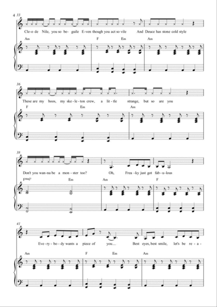 Monster High Fright Song Piano, Vocal, Guitar scores gallery preview page 4