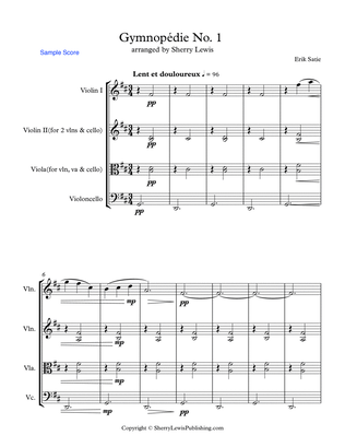 GYMNOPÉDIE NO.1 String Trio, Intermediate Level for 2 violins and cello or violin, viola and cello