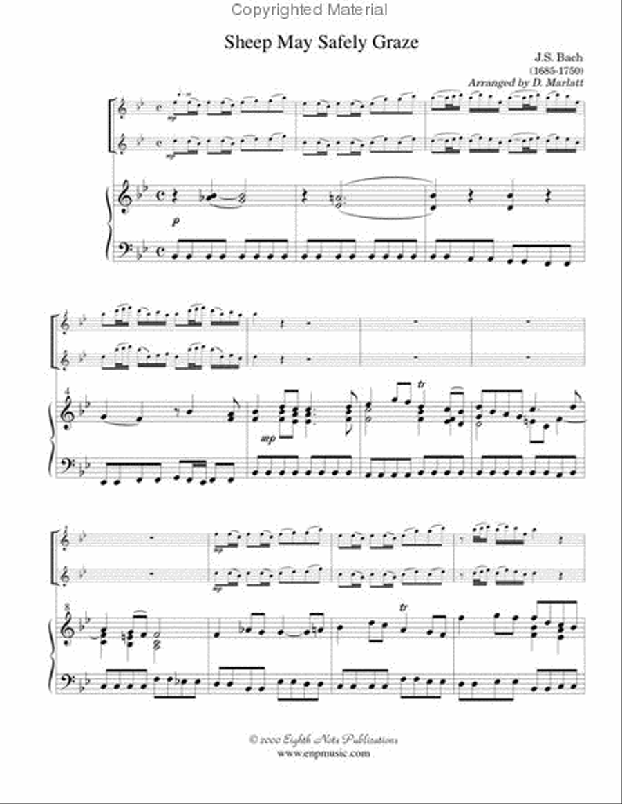 Sheep May Safely Graze Flute Duet scores gallery preview page 2