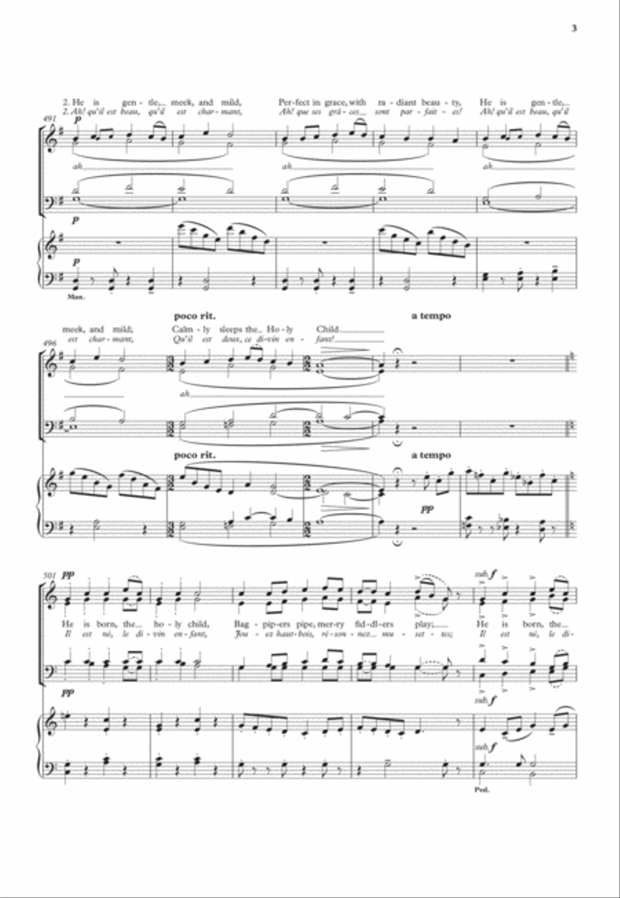 He is born (Il est né) 4-Part scores gallery preview page 3
