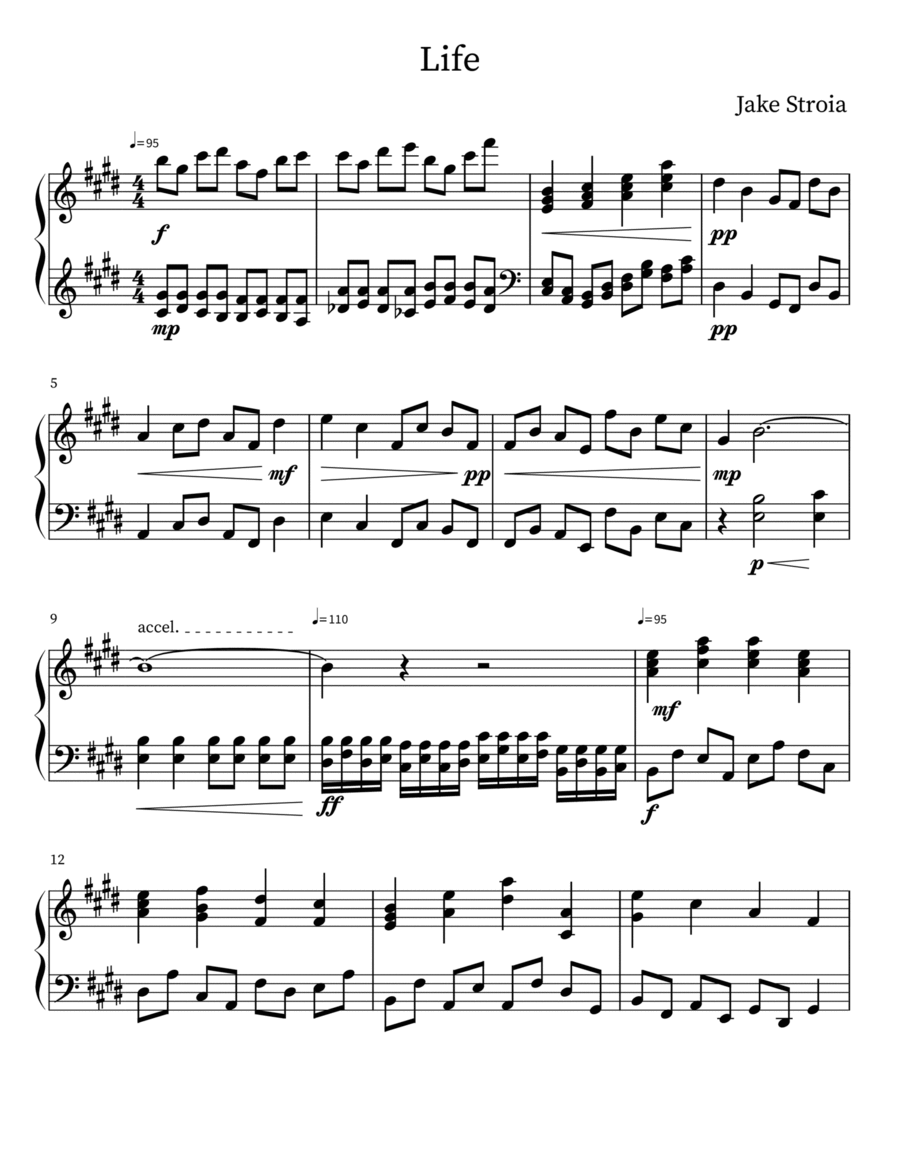 Life Piano Solo scores gallery preview page 1