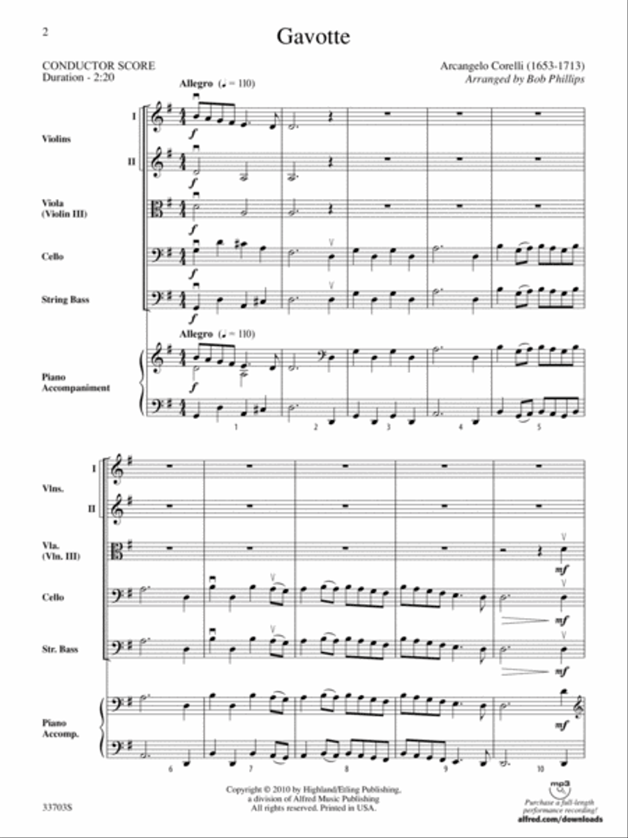 Gavotte: Score String Orchestra scores gallery preview page 2