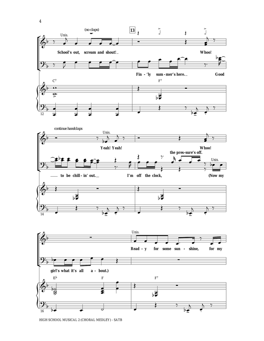 High School Musical 2 (Choral Medley) 4-Part scores gallery preview page 3