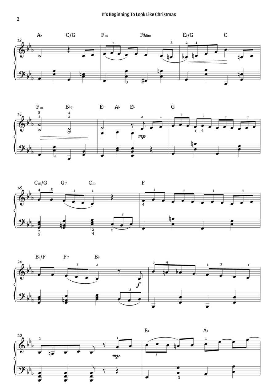 It's Beginning To Look Like Christmas Piano Solo scores gallery preview page 2