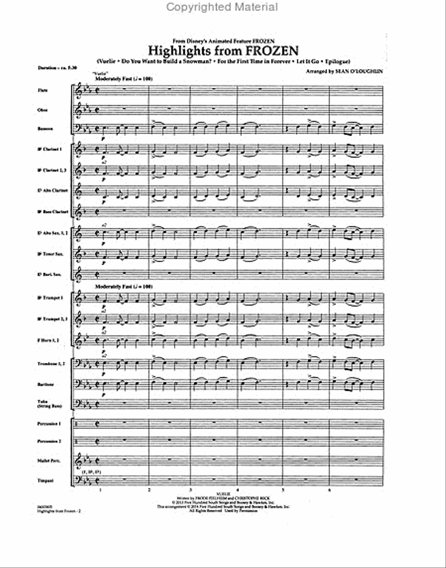 Highlights from “Frozen” Highlights from “Frozen” Concert Band scores gallery preview page 2