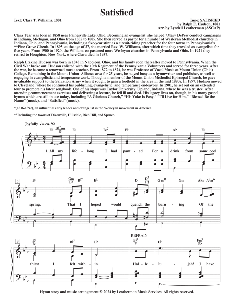 Satisfied Piano, Vocal, Guitar scores gallery preview page 1