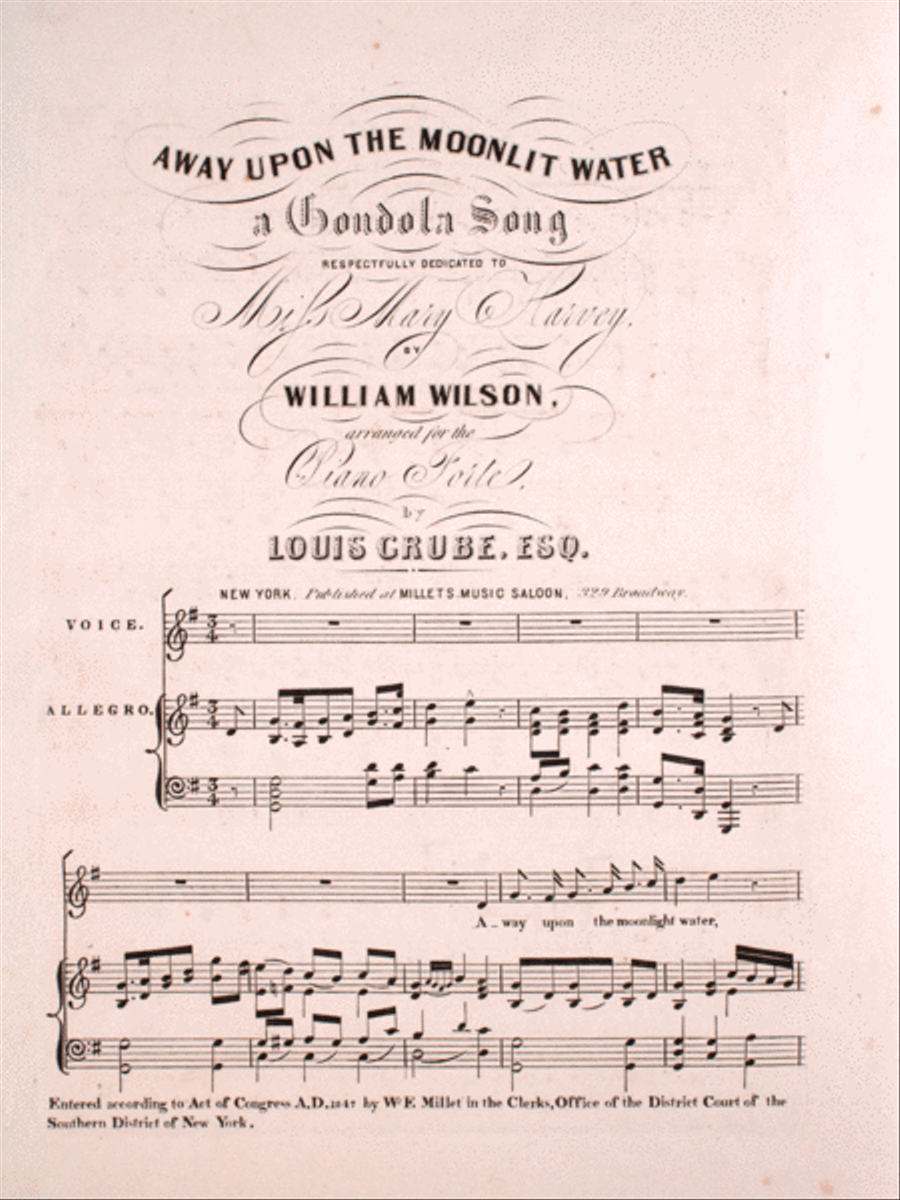 Away Upon the Moonlit Water. A Gondola Song Voice scores gallery preview page 1