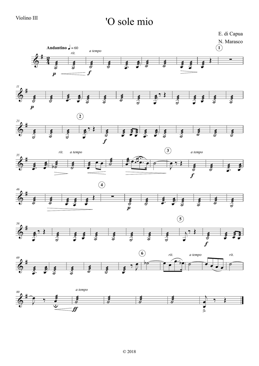 'O sole mio - Orchestral parts set Chamber Orchestra scores gallery preview page 3