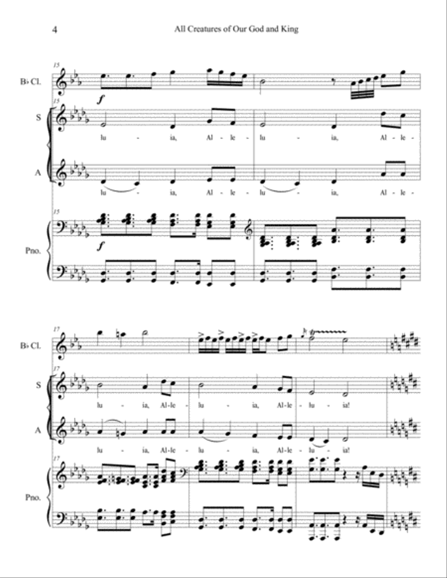 All Creatures of Our God and King (Lasst Uns Erfreuen) SA scores gallery preview page 4