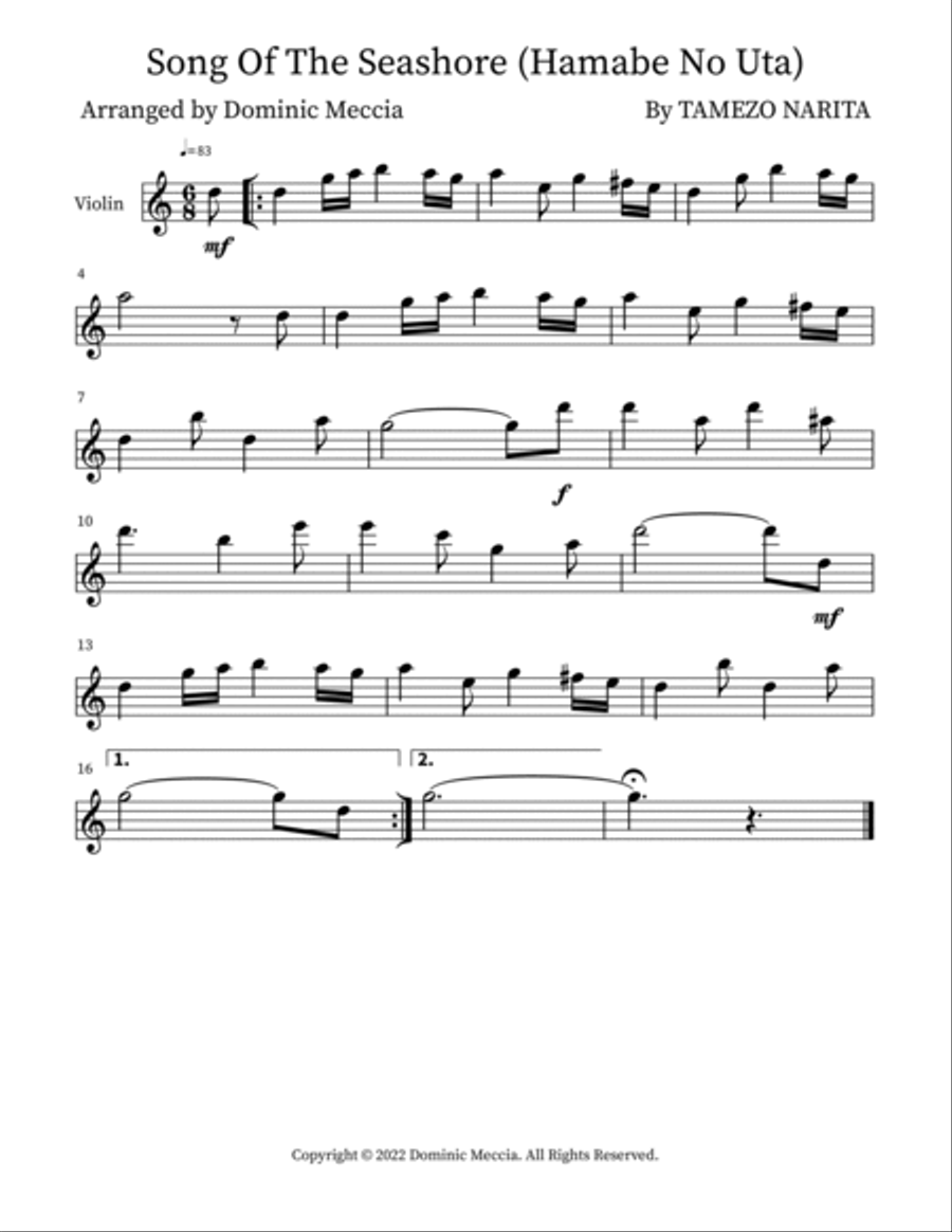 Song Of The Seashore (Hamabe No Uta) Small Ensemble scores gallery preview page 3