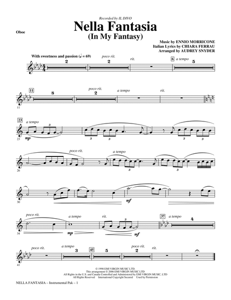 Nella Fantasia (In My Fantasy) (arr. Audrey Snyder) - Oboe
