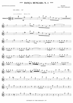 DANÇA HÚNGARA N1- BRAHMS - sax quintet