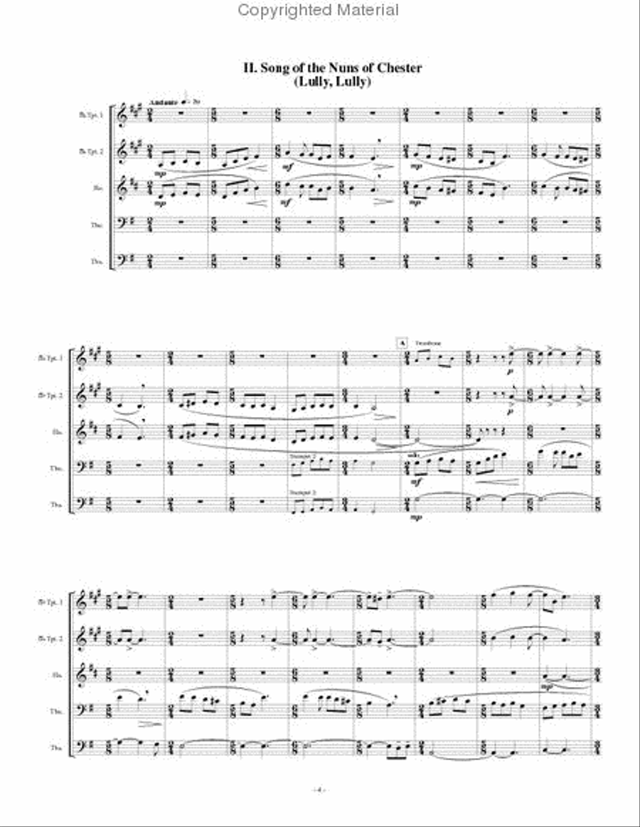 3 Medieval Carols Brass Quintet scores gallery preview page 5