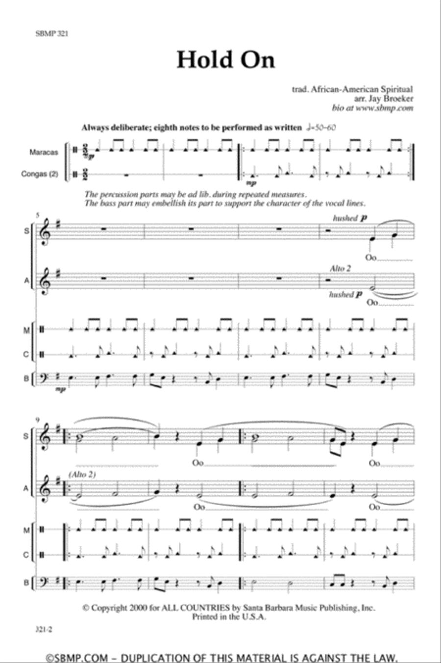 Hold On - SSAA Octavo Hold On - SSAA Octavo SSAA scores gallery preview page 2