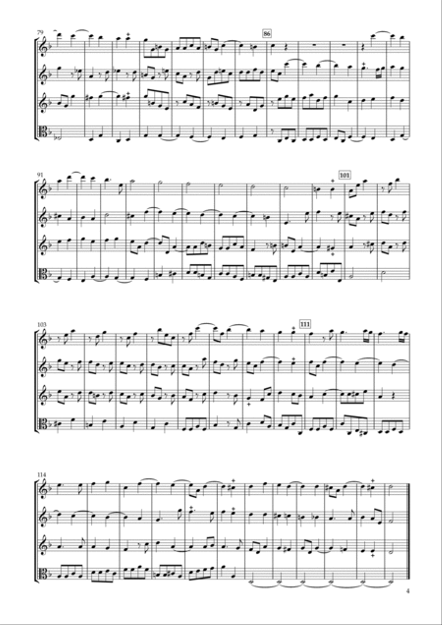 Sonata Op.34-5 for Three Violins & Viola String Duet scores gallery preview page 4