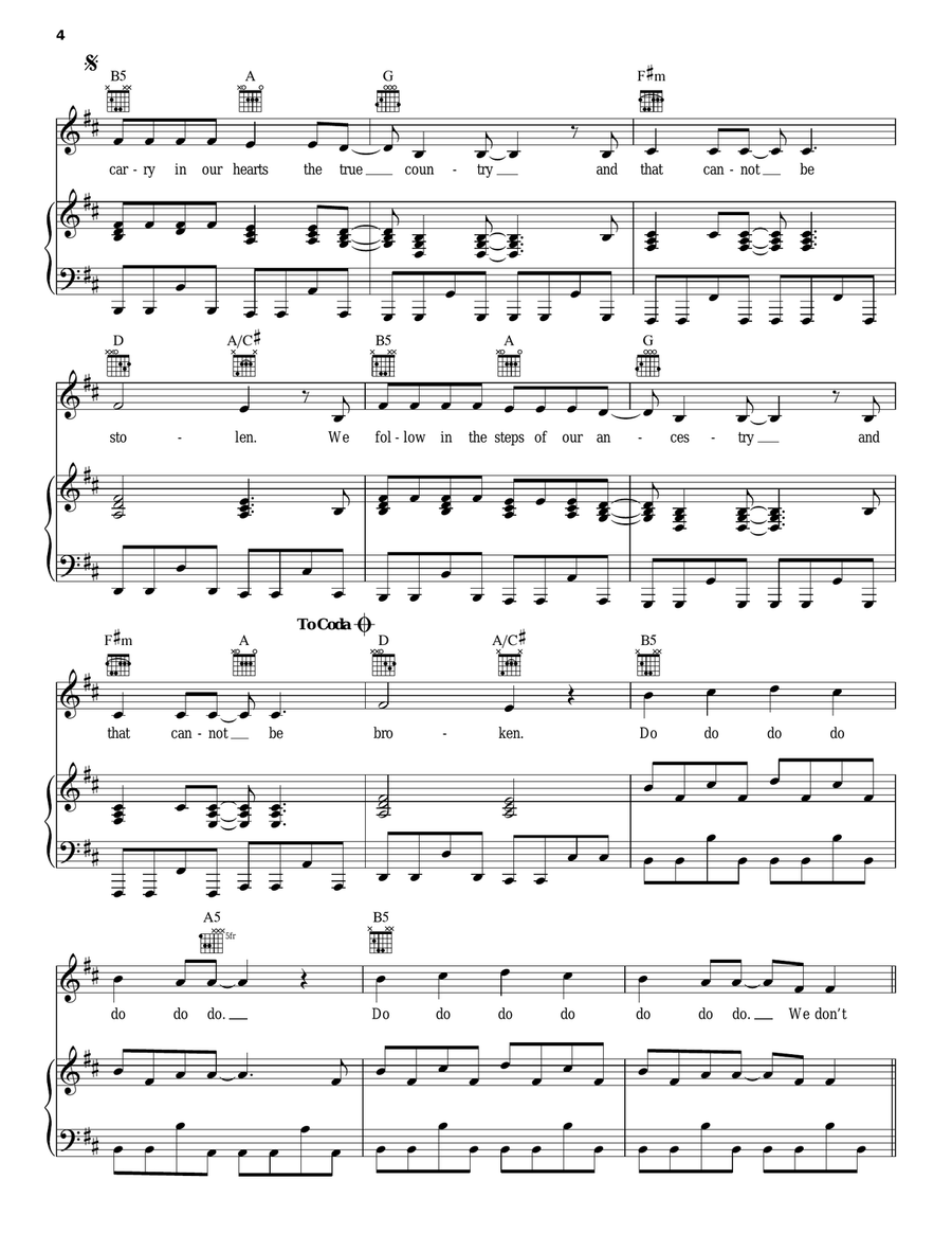 The Dead Heart Piano, Vocal, Guitar scores gallery preview page 4