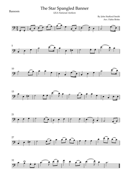 The Star Spangled Banner (USA National Anthem) for Bassoon Solo
