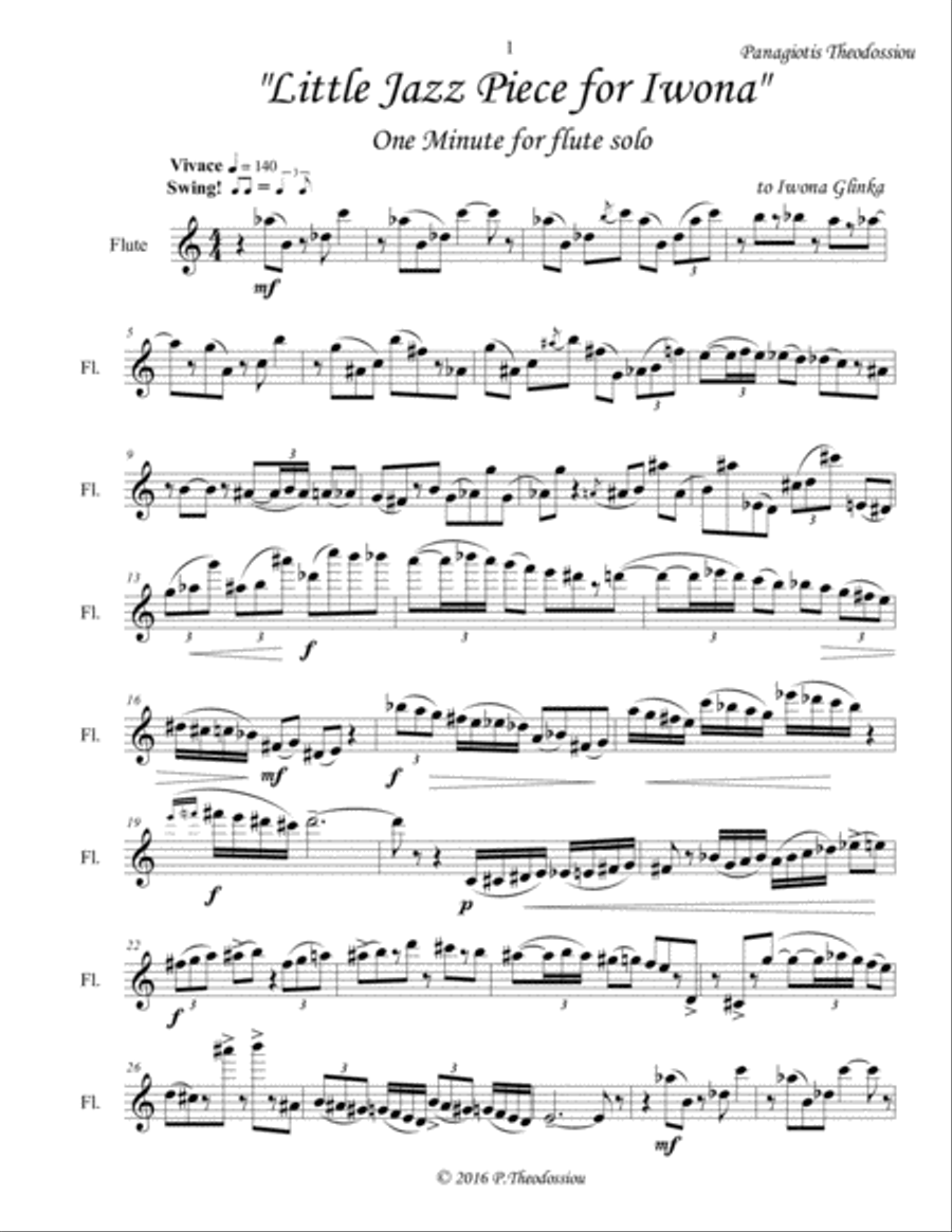 Little Jazz Piece for Iwona Flute Solo scores gallery preview page 3