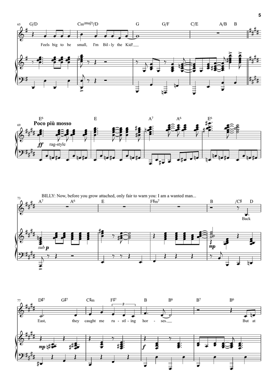 Billy's Song Piano, Vocal scores gallery preview page 5