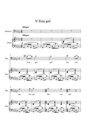 Book cover for Cinq mélodies populaires grecques no. 5 Tout gai!, G-flat major, medium voice