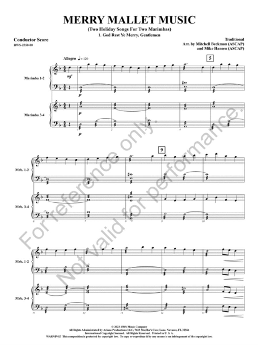 Merry Mallet Music Percussion Ensemble scores gallery preview page 4